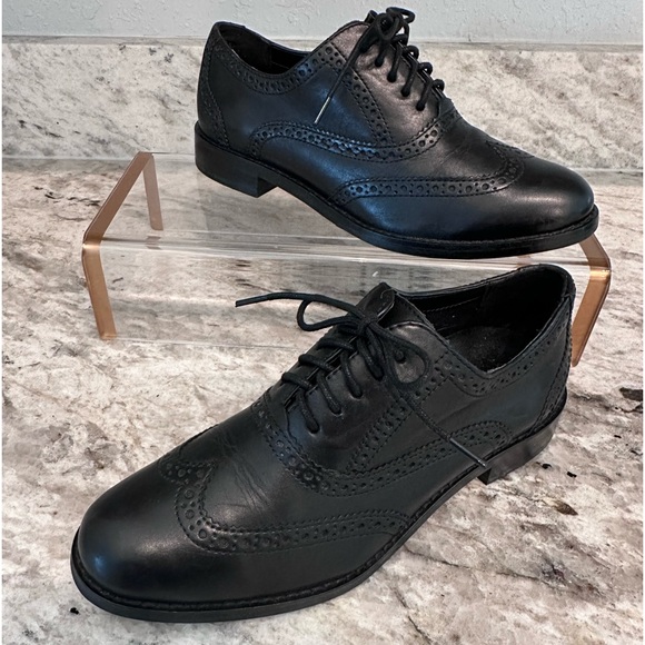 Cole Haan black wingtip Oxfords Sz 5 - Picture 1 of 10